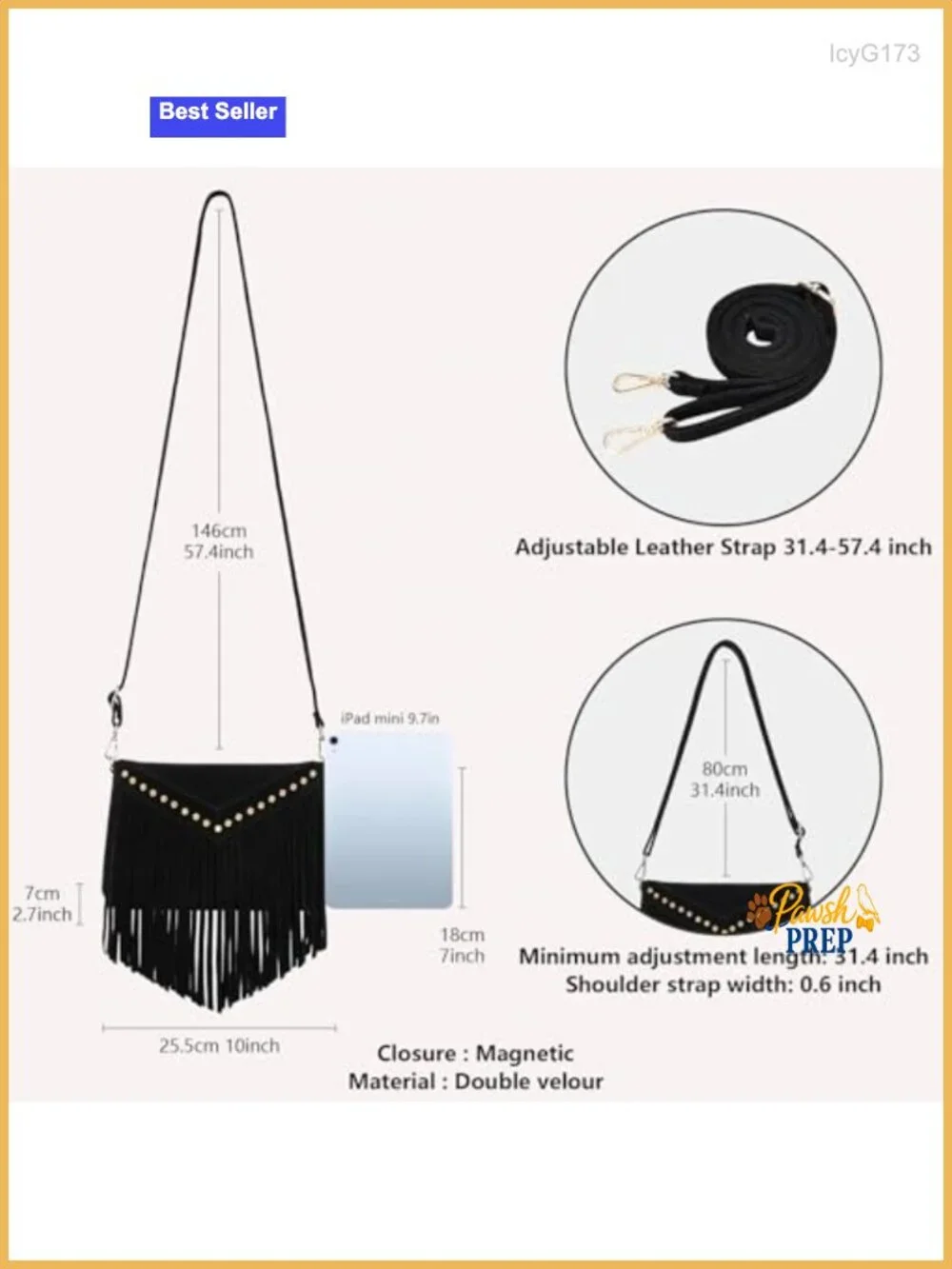 Small Fringe Crossbody Suede Hobo Handbag Boho Chic Purse